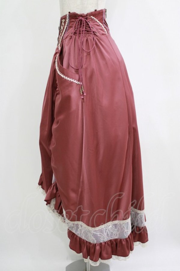 画像2: Ozz oneste / レース切替ドレープフリルスカート  ローズ H-25-11-03-003-OO-SK-KB-ZH (2)