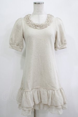 画像: Emily Temple cute / ジョーゼットフリル裏毛ワンピース  ラメ混ベージュ H-25-11-03-029-ET-OP-KB-ZH