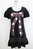 画像1: Emily Temple cute / ドットリボンプリントカットソーワンピース  黒 H-25-11-03-030-ET-OP-KB-ZH (1)