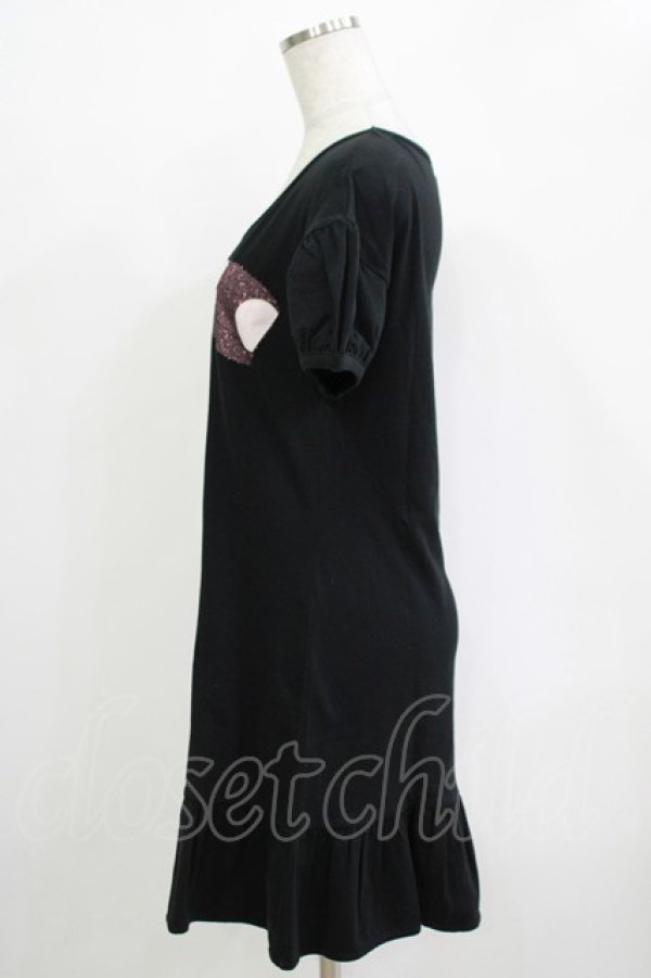 画像2: Emily Temple cute / ドットリボンプリントカットソーワンピース  黒 H-25-11-03-030-ET-OP-KB-ZH (2)