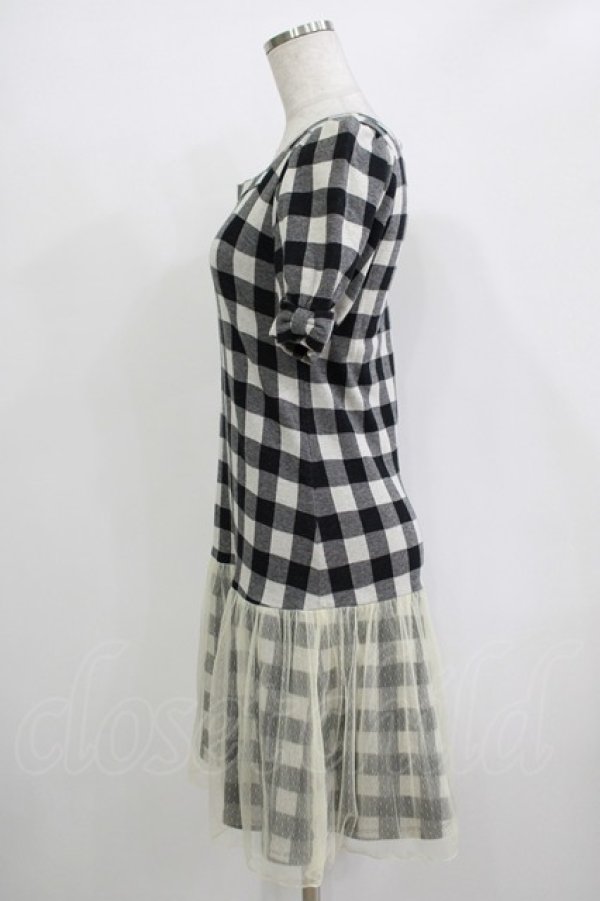 画像2: Emily Temple cute / 裾チュールギンガムワンピース  ブラック H-25-11-03-031-ET-OP-KB-ZH (2)
