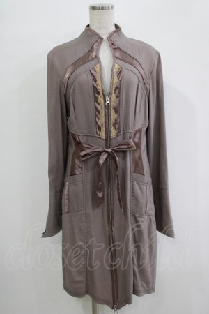 画像: Ozz oneste / サテン切替ZIPジャケット  茶 H-25-11-03-034-OO-JA-KB-ZH