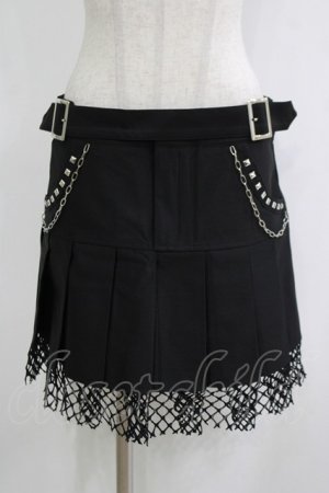 画像: DARK IN LOVE / Rock girl studded pleated net mini skirt M ブラック H-25-11-03-038-PU-SK-KB-ZH