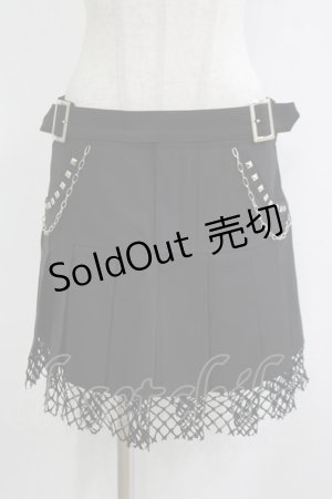 画像: DARK IN LOVE / Rock girl studded pleated net mini skirt M ブラック H-25-11-03-038-PU-SK-KB-ZH