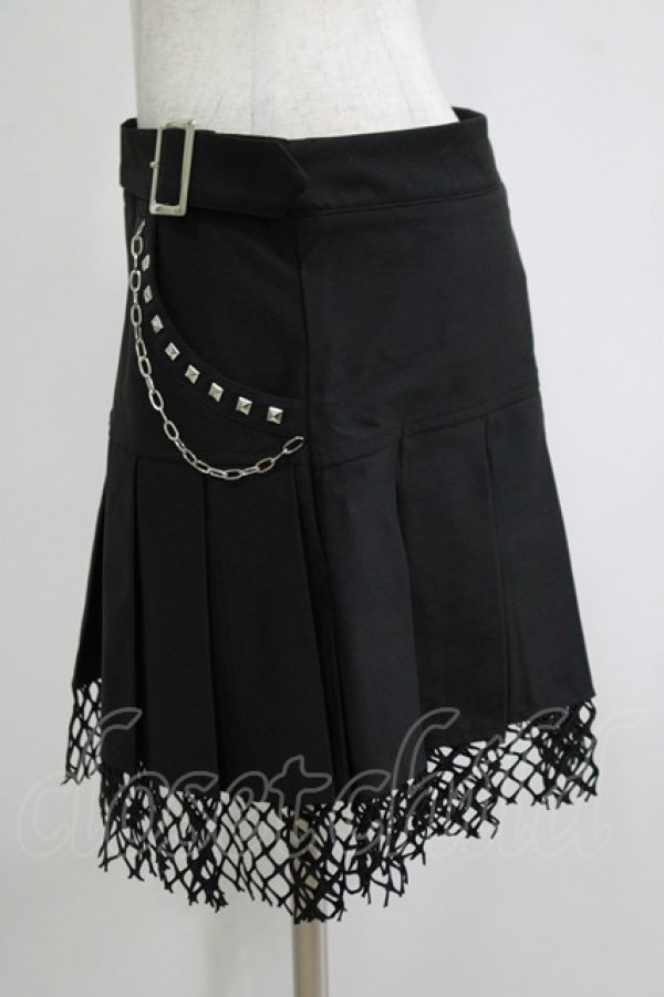 画像2: DARK IN LOVE / Rock girl studded pleated net mini skirt M ブラック H-25-11-03-038-PU-SK-KB-ZH (2)