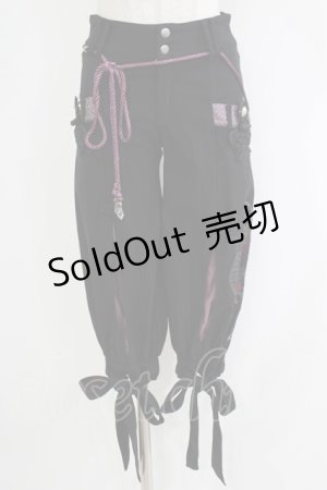 画像: Ozz oneste / プリント刺繍パンツ  黒×紫 H-25-11-03-040-OO-PA-KB-ZH