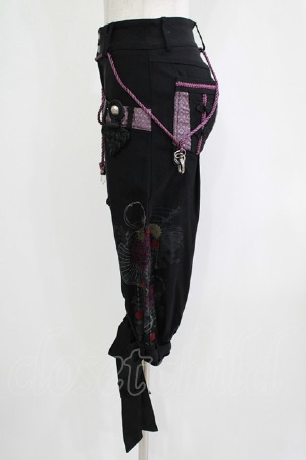 画像2: Ozz oneste / プリント刺繍パンツ  黒×紫 H-25-11-03-040-OO-PA-KB-ZH (2)