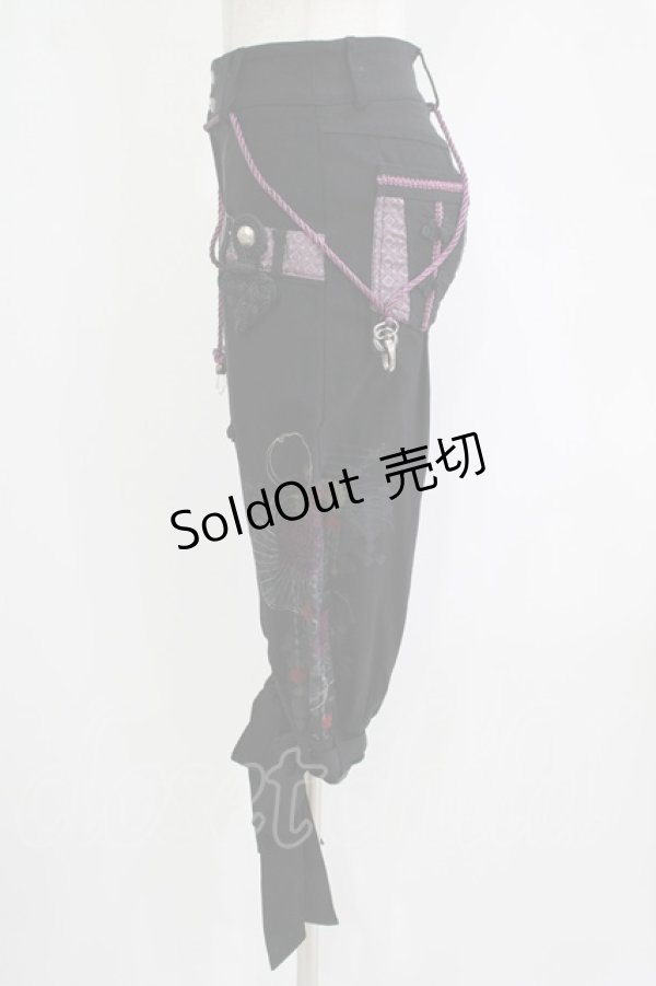 画像2: Ozz oneste / プリント刺繍パンツ  黒×紫 H-25-11-03-040-OO-PA-KB-ZH (2)