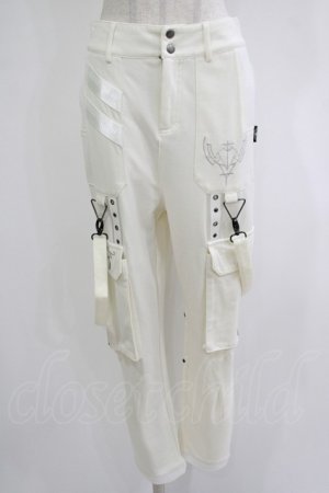 画像: Ozz conte / リブ切替刺繍パンツ  白 H-25-11-03-043-OO-PA-KB-ZH