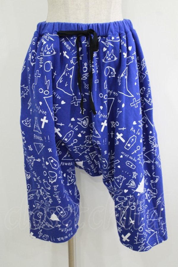 画像1: MINT NeKO / プリントサルエル  ブルー H-25-11-03-045-HN-PA-KB-ZH (1)