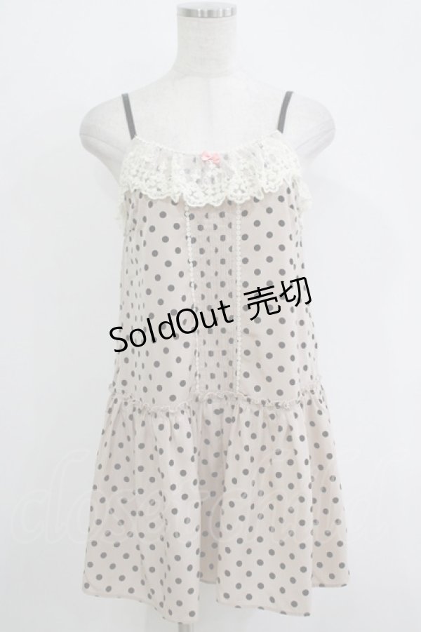 画像1: Emily Temple cute / ドットピンタックサロペットパンツ  ピンクベージュ H-25-11-03-047-ET-PA-KB-ZH (1)