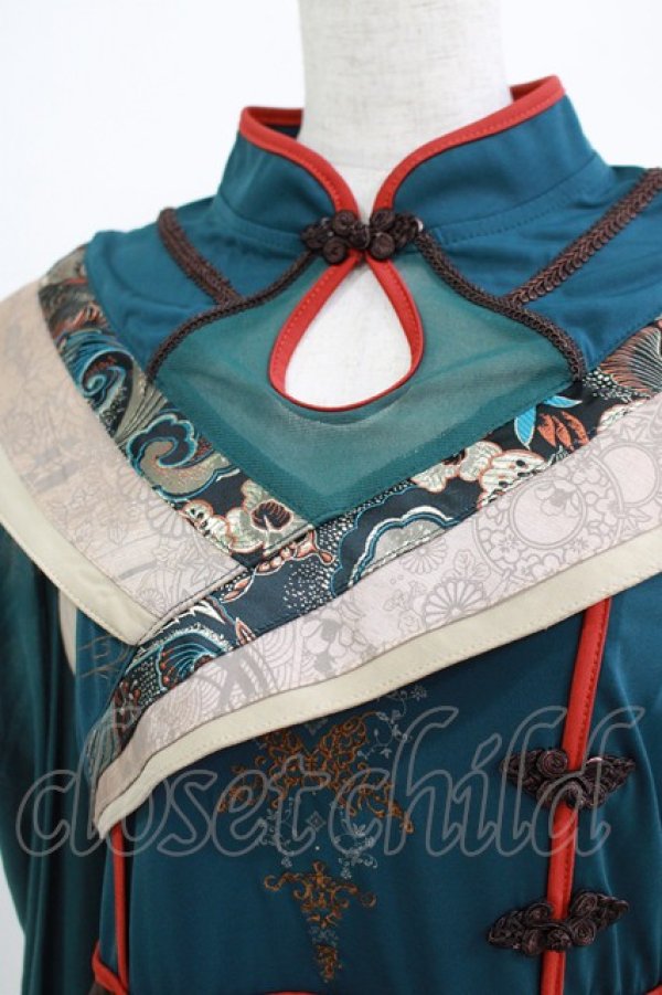 画像4: Ozz oneste / 和チャイナ2Wayカットソー  グリーン H-25-11-03-049-OO-TO-KB-ZH (4)