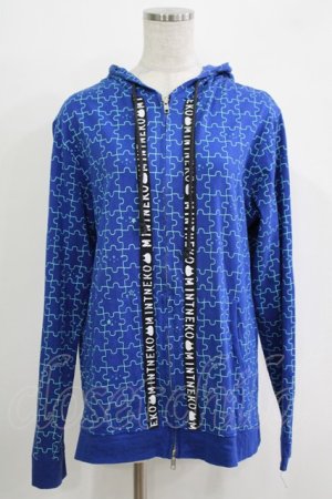 画像: MINT NeKO / PUZZLE ZIPパーカー  青 H-25-11-03-050-HN-TO-KB-ZH