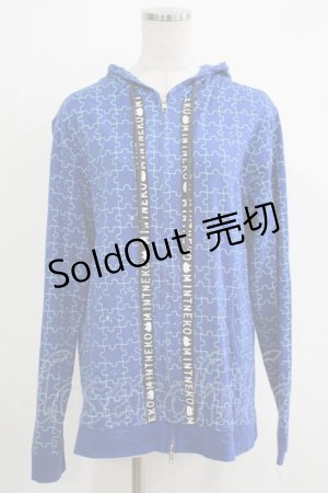 画像: MINT NeKO / PUZZLE ZIPパーカー  青 H-25-11-03-050-HN-TO-KB-ZH