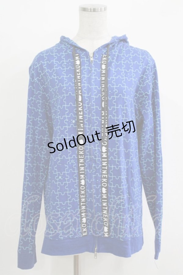 画像1: MINT NeKO / PUZZLE ZIPパーカー  青 H-25-11-03-050-HN-TO-KB-ZH (1)