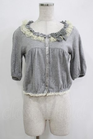 画像: Emily Temple cute / チュールフリルショートカーディガン  グレー H-25-11-03-052-ET-TO-KB-ZH