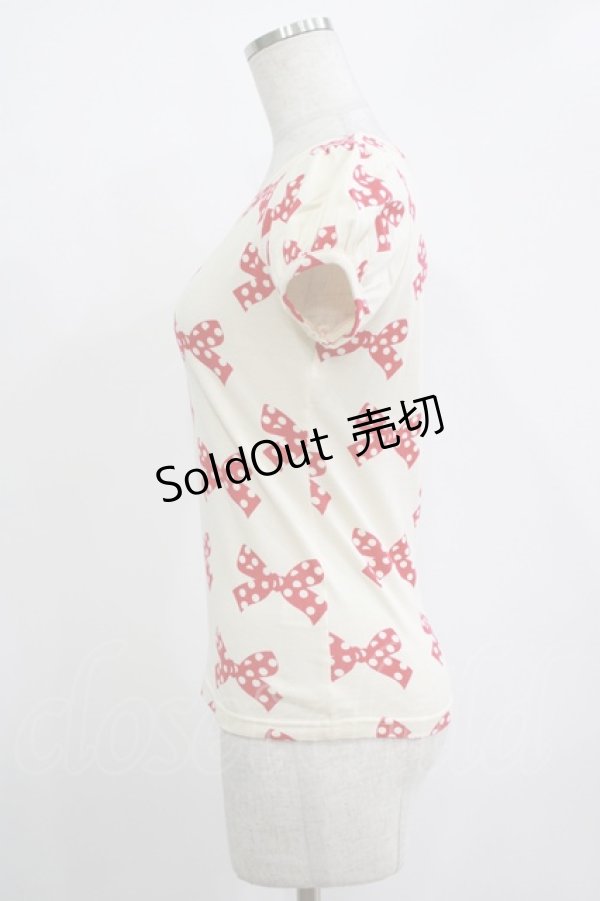 画像2: Emily Temple cute / 水玉リボンパフカットソー  オフ×レッド H-25-11-03-054-ET-TO-KB-ZH (2)