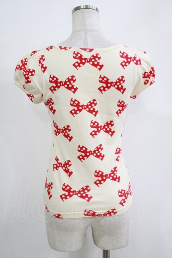 画像3: Emily Temple cute / 水玉リボンパフカットソー  オフ×レッド H-25-11-03-054-ET-TO-KB-ZH (3)