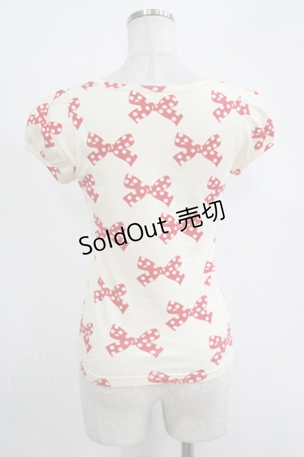 画像3: Emily Temple cute / 水玉リボンパフカットソー  オフ×レッド H-25-11-03-054-ET-TO-KB-ZH (3)