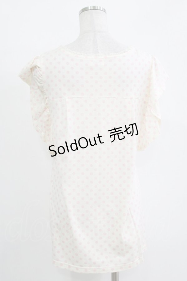 画像3: Emily Temple cute / フリルノースリーブカットソー  オフ×ピンクドット H-25-11-03-056-ET-TO-KB-ZH (3)