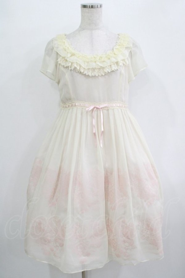 画像1: Emily Temple cute / ラメプリントジョーゼットワンピース  オフ×ピンク H-25-11-03-006-ET-OP-KB-ZH (1)