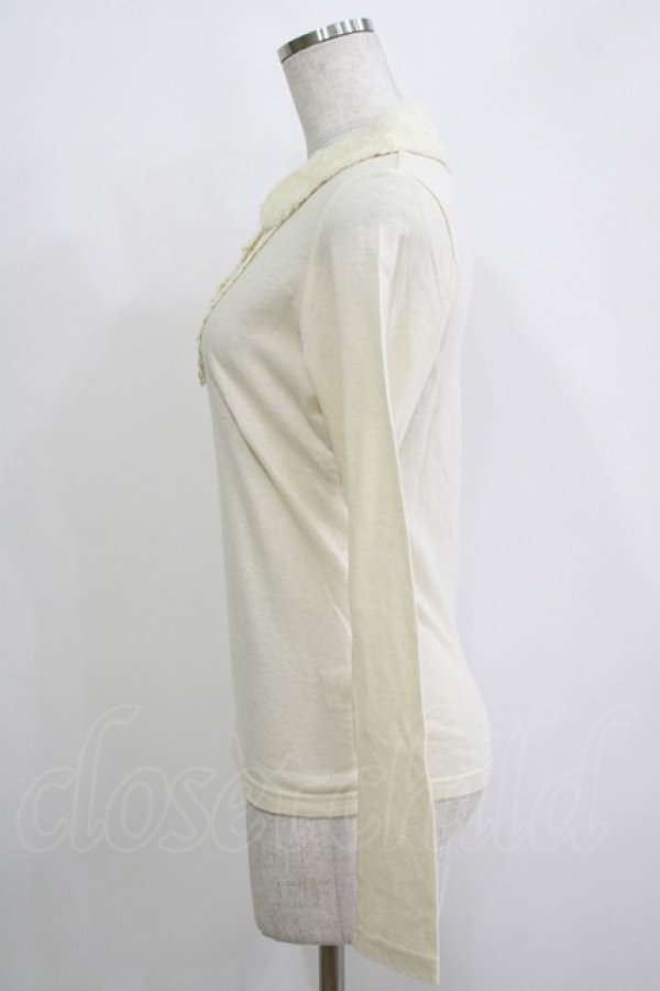 画像2: Emily Temple cute / ファーカラーカットソー  アイボリー H-25-11-03-062-ET-TO-KB-ZH (2)