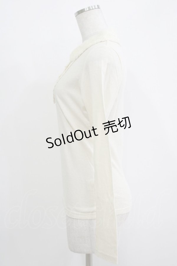 画像2: Emily Temple cute / ファーカラーカットソー  アイボリー H-25-11-03-062-ET-TO-KB-ZH (2)