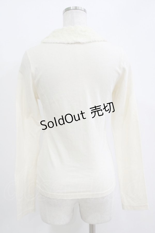 画像3: Emily Temple cute / ファーカラーカットソー  アイボリー H-25-11-03-062-ET-TO-KB-ZH (3)