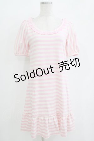 画像: Emily Temple cute / ボーダーフリルカットソーワンピース  ピンク H-25-11-03-064-ET-OP-KB-ZH