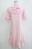 画像3: Emily Temple cute / ボーダーフリルカットソーワンピース  ピンク H-25-11-03-064-ET-OP-KB-ZH (3)