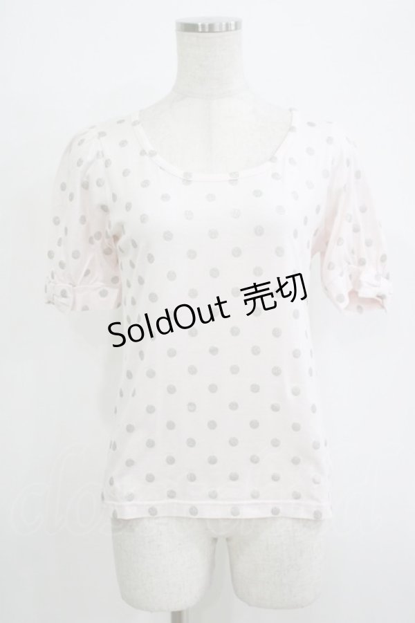 画像1: Emily Temple cute / ラメドットリボンカットソー  ピンク H-25-11-03-065-ET-TO-KB-ZH (1)