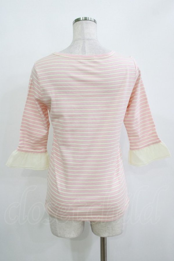 画像3: Emily Temple cute / 袖フリルボーダーカットソー  ピンク H-25-11-03-066-ET-TO-KB-ZH (3)