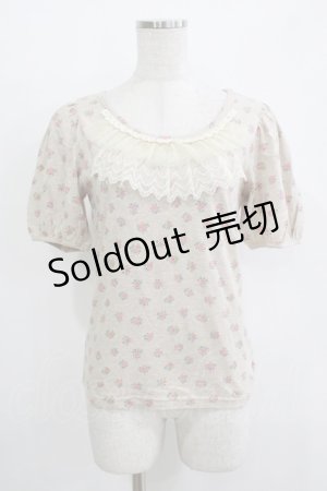 画像: Emily Temple cute / チュールフリルカットソー  フラワープリント/ベージュ H-25-11-03-067-ET-TO-KB-ZH