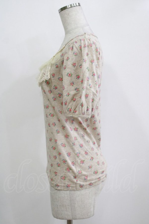 画像2: Emily Temple cute / チュールフリルカットソー  フラワープリント/ベージュ H-25-11-03-067-ET-TO-KB-ZH (2)