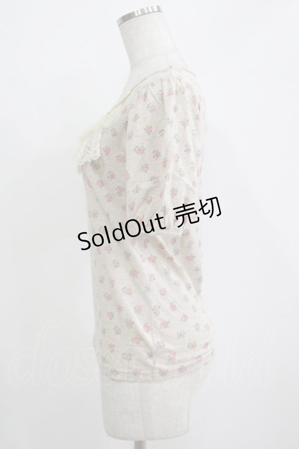 画像2: Emily Temple cute / チュールフリルカットソー  フラワープリント/ベージュ H-25-11-03-067-ET-TO-KB-ZH (2)
