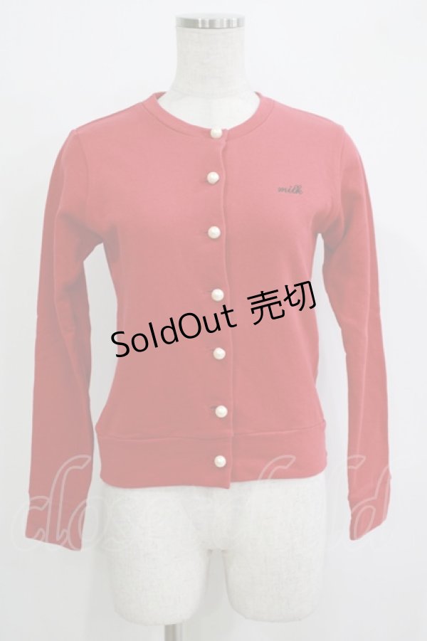 画像1: MILK / パールボタンカーディガン  赤 H-25-11-03-068-ML-TO-KB-ZH (1)