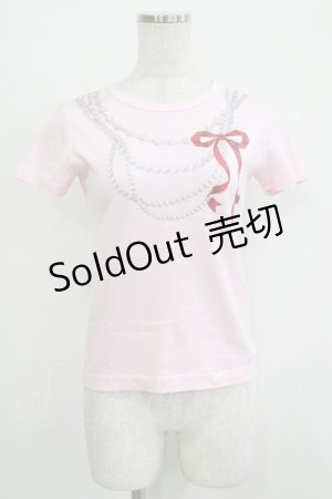 画像: MILK / リボンパールカットソー  ピンク H-25-11-03-069-ML-TO-KB-ZH