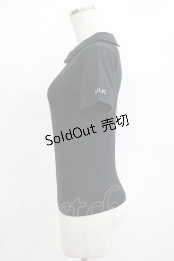 画像2: MILK / 丸衿半袖カットソー  ブラック H-25-11-03-072-ML-TO-KB-ZH (2)