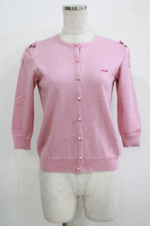 画像: MILK / ショルダーリボンラメカーディガン  ピンク H-25-11-03-073-ML-TO-KB-ZH