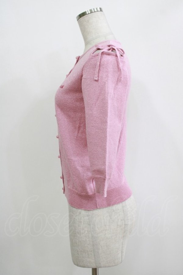 画像2: MILK / ショルダーリボンラメカーディガン  ピンク H-25-11-03-073-ML-TO-KB-ZH (2)
