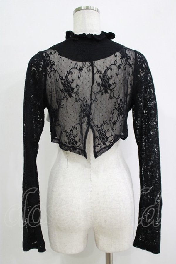 画像3: NiNE. / 異素材切替フリルボレロ  黒×白 H-25-11-03-074-PU-TO-KB-ZH (3)