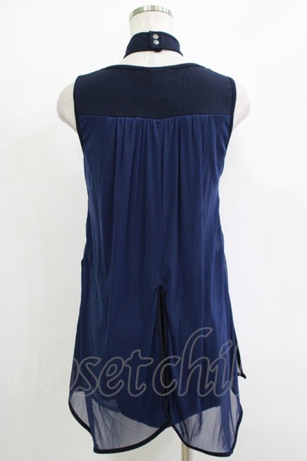 画像3: Ozz oneste / ホルターネックレイヤードタンク  紺 H-25-11-03-075-OO-TO-KB-ZH (3)