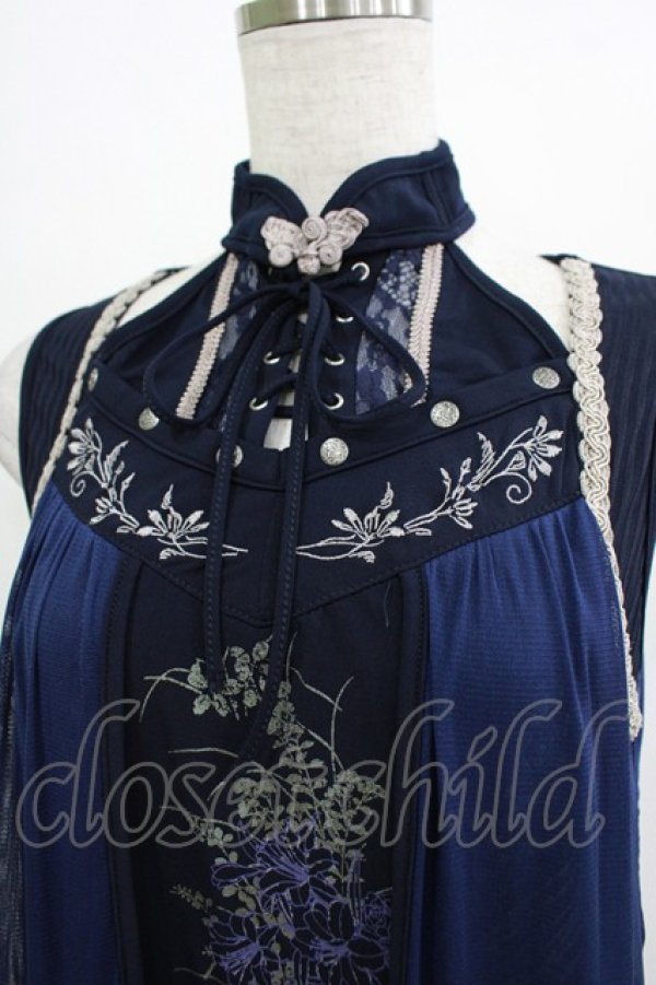 画像4: Ozz oneste / ホルターネックレイヤードタンク  紺 H-25-11-03-075-OO-TO-KB-ZH (4)