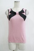 画像1: MILK / ラメリボンタンク  ピンク×ブラック H-25-11-03-077-ML-TO-KB-ZH (1)