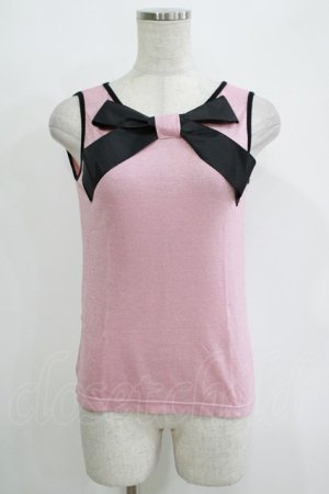 画像: MILK / ラメリボンタンク  ピンク×ブラック H-25-11-03-077-ML-TO-KB-ZH