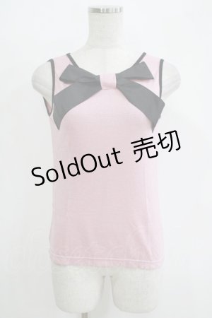 画像: 【SALE】MILK / ラメリボンタンク  ピンク×ブラック H-25-11-03-077-ML-TO-KB-ZT369