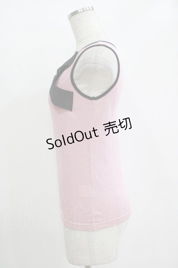 画像2: 【SALE】MILK / ラメリボンタンク  ピンク×ブラック H-25-11-03-077-ML-TO-KB-ZT369 (2)