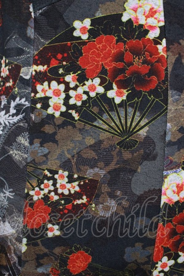 画像4: Ozz oneste / 和柄切替チャイナノースリーブワンピ  黒 H-25-11-03-008-OO-OP-KB-ZH (4)