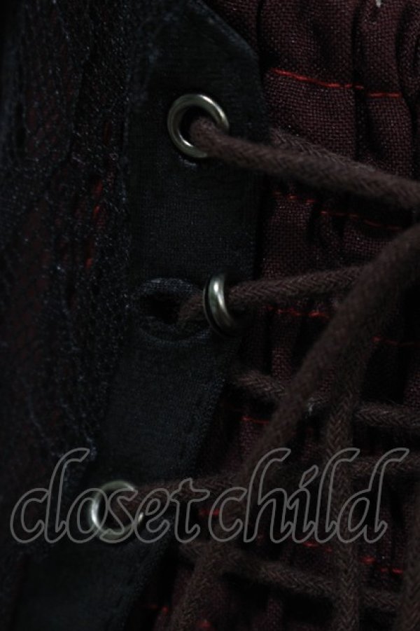 画像4: Ozz conte / サス付ナポレオン風レイヤードスカート  ボルドー×ブラック H-25-11-03-001-OO-SK-KB-ZH (4)