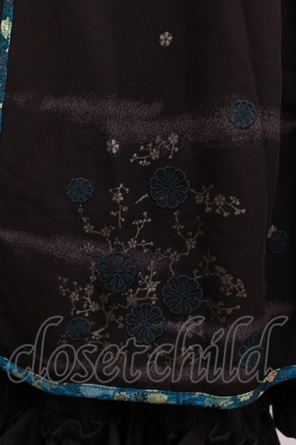 画像5: Ozz oneste / 和チャイナレイヤードスカート  黒×緑 H-25-11-03-014-OO-SK-KB-ZH (5)